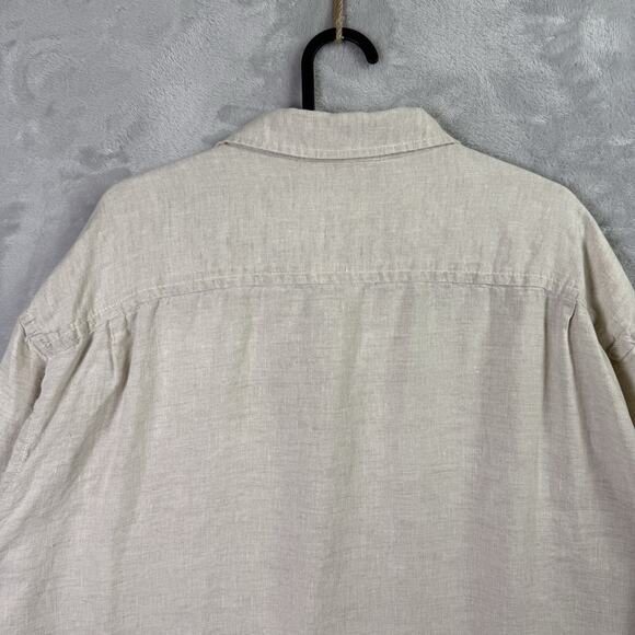 Tommy Bahama Button Up Shirt Men's XXL Linen Cream Tropical Breathable Pocket - Picture 13 of 16